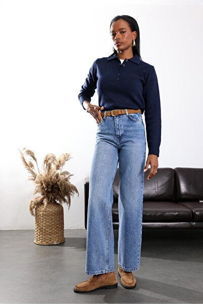 5in1Canpolat Blue Wide Leg Jean 7714