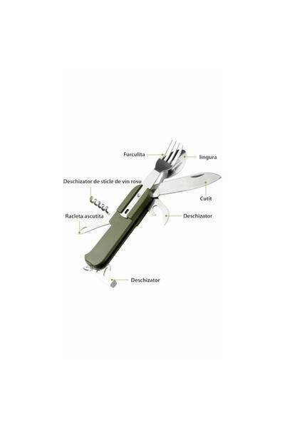 Ems Multifunctional knife, Portable, Silver with Green sheath