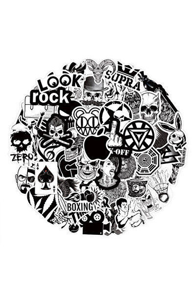 Choice 50 قطعة من ملصقات جرافيتي باللونين الأبيض والأسود لزجاجات المياه والكم...