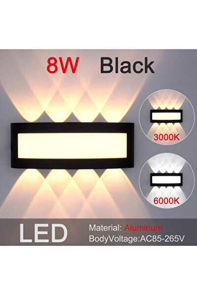 Choice Warm White (2700-3500K) Model A -8W Black New Aluminum Waterproof LED Light 4W/6W/8W Wall Light Effe