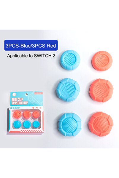 Choice أغطية قبضة عصا الإبهام باللون الأزرق والأحمر، 6 قطع، لملحقات وحدة تحكم...