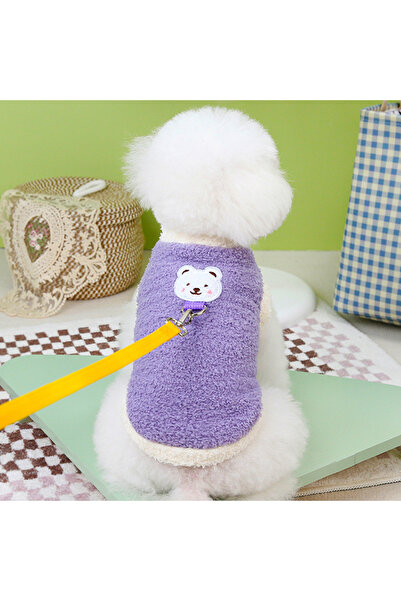 Choice ملابس كلاب شتوية دافئة أرجوانية مقاس XL مع معطف كلاب مخملي بحلقة على ش...