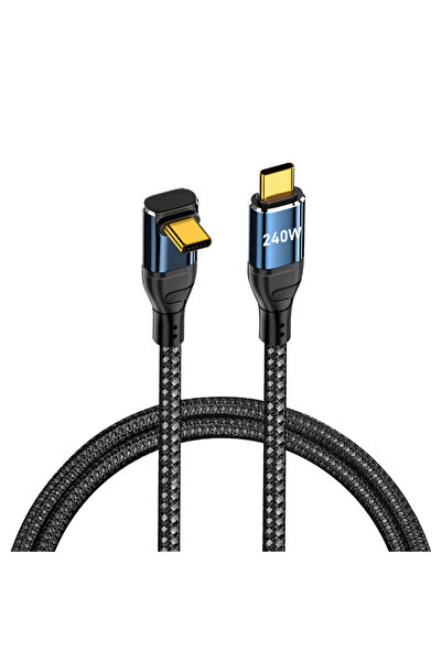 Choice كابل USB Type C إلى C بقدرة 240 وات بطول 0.5 متر بزاوية 90 درجة وتقنية...