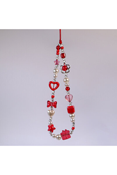 Choice سلسلة هاتف محمول كبيرة الحجم من قطعة واحدة على شكل فيونكة حمراء على شك...