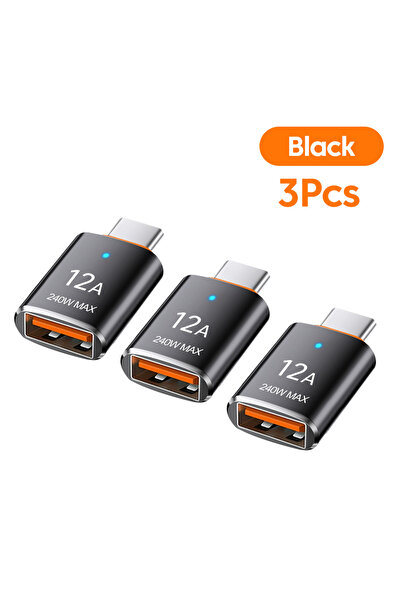 Choice black 3pcs 12A Type C OTG Adapter Type C to USB A Charger Adapter Conn...