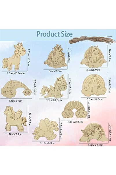 Choice 10 قطع مختلطة من 10 قطع من زينة يونيكورن الخشبية الكرتونية على شكل قوس...