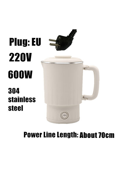 Choice White And EU 220V 2025 0.6L Mini Folding Kettle Portable Water Heater 600W 600ml Electric Kettle Hom