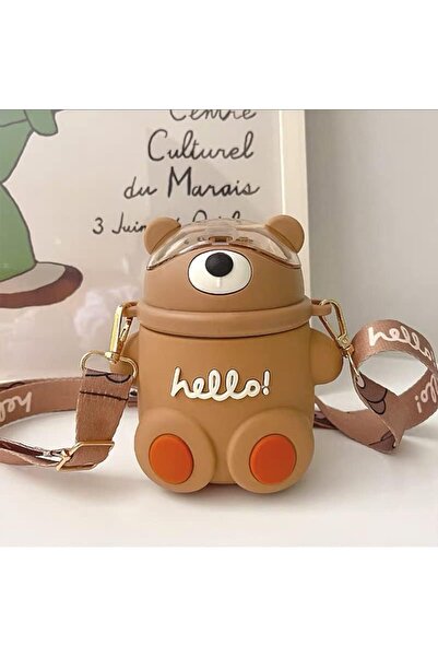 Hibobi Premium زجاجة مياه هالو بير للأطفال بسعة 500 مل مع شفاطة