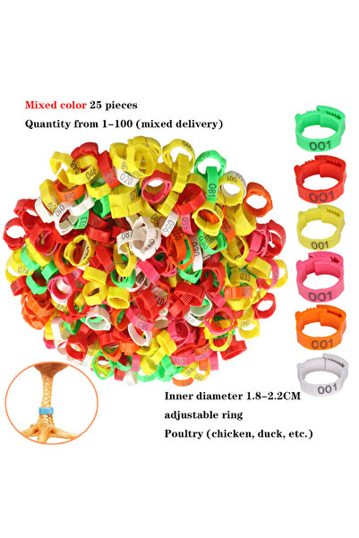 Choice حلقات أرجل الدواجن متعددة الاستخدامات، 25 قطعة، أربطة أقدام الدجاج، مشبك قابل للتعديل، علامات تحديد سريعة