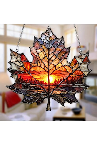 Choice قطعة واحدة تمثل صائد ديكور خارجي على شكل ورقة شجر القيقب لغروب الشمس، مناسب لديكور الغرفة والستارة.