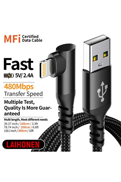 Choice كابل شحن سريع LAIHONEN من USB إلى Lightning معتمد من MFI بطول 10 أقدام...