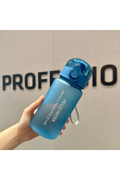 Choice زجاجة مياه 550 مل بتصميم فضائي بلون أزرق مطفي مع غطاء ومقبض مضاد للانز...