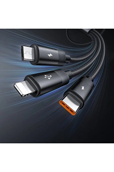 Mcdodo CA-5790 3'ü 1 arada USB-A'dan USB-C'ye + Lightning + Mikro USB Şarj ve...