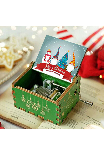 Choice صندوق موسيقى عيد ميلاد سعيد خشبي عتيق منحوت يدويًا بموسيقى كلاسيكية لع...