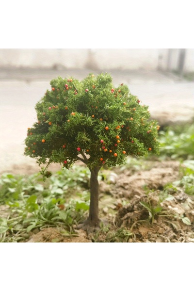 Choice 15 سم - 5.9 بوصة خضراء قطعة واحدة ديكور شجرة فاكهة واقعية، نموذج بناء طاولة رملية مصغرة للديكور، D