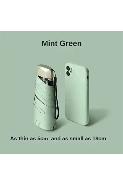 Choice IRON 6K 1pc matcha green 1Pc Mini Sun Umbrella Pocket Rain Umbrella Vinyl Folding UV Protection Sun