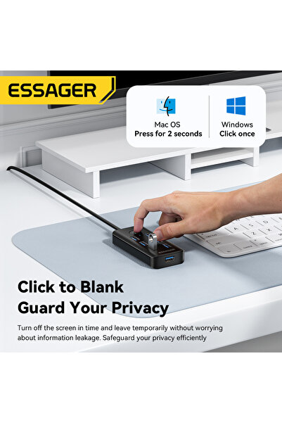 essager 7 Ports USB HUB 3.0 High Speed Multi USB 3.0 Splitter Type c USB 2.0 Expander Power Adapt...