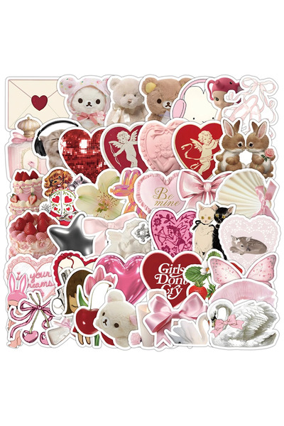 Choice MULTICOLOR 50Pcs ​Cute Pink Girls Stickers Ins Style Coquette Cartoon ...