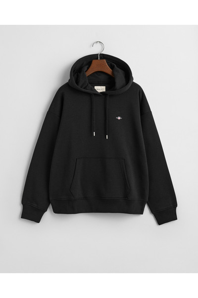 Gant Kadın Siyah Relaxed Fit Kapüşonlu Sweatshirt