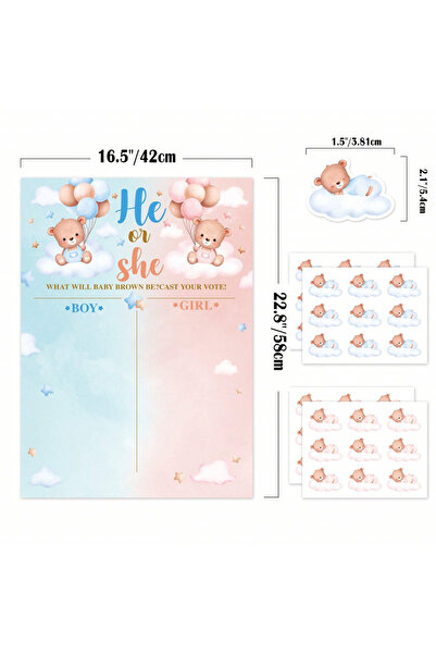 Choice Clear 1Set Teddy Bear Gender Reveal Poster, Gender Reveal Voting Poste...