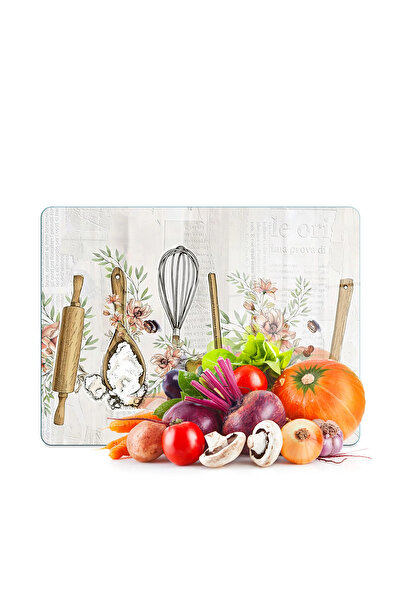 Decovetro Glass Cutting Board and Serving Bowl Kitchenware Patterned 20 X 30 cm