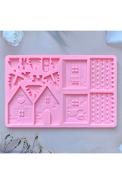 Choice قالب سيليكون شوكولاتة على شكل منزل عيد الميلاد، قطعة واحدة، 011pink، ث...