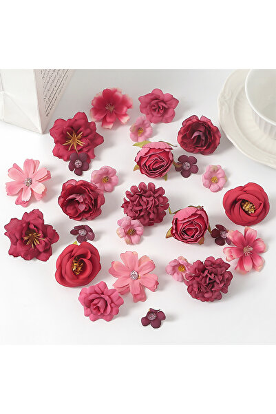 Choice 24 قطعة من الورود الصناعية الحمراء، مقاس 4.5 سم، رأس زهرة حرير مختلطة، إكليل زهور لحفلات الزفاف وحفلات استقبال المولود الجديد