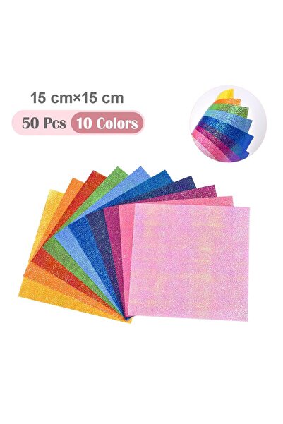 Choice 1677480 50pcs 10colour Square Origami Paper Single-Sided Pearl Paper F...