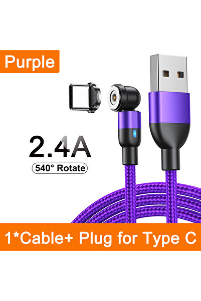 Choice كابل AUFU 540 مغناطيسي دوار من النوع C بطول 2 متر، كابل شحن سريع 3 في ...