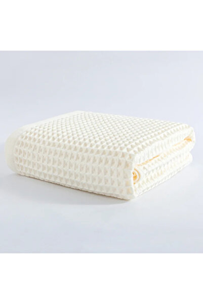 Choice مجموعة مناشف حمام بيضاء 100% قطنية، مقاس 69×138 سم، للبالغين والأطفال، ناعمة للغاية، بتصميم وافل