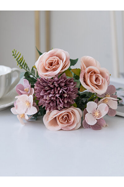 Choice purple 1PC Artificial Flowers Silk Rose Peony Bouquet Hydrangea Carnat...