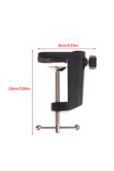 Choice AB-BLACK C-Shaped Desktop Stand Microphone Fixing Clip Adjustable Aluminum Alloy Base Suitable for M