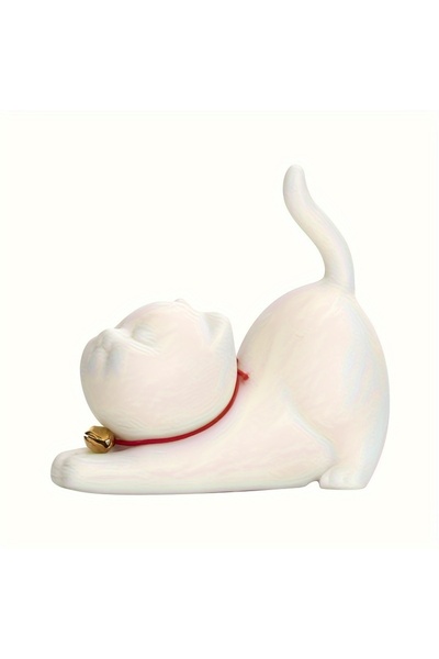 Choice حامل أعواد بخور قطط صغير من السيراميك باللون الأبيض قطعة واحدة بتصميم ...