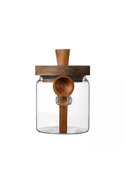 Choice 9x10cm Kitchen Glass Jar Grains Coffee Beans Tealeaf Storage Containers with Wood Spoon Lid Clear Sp