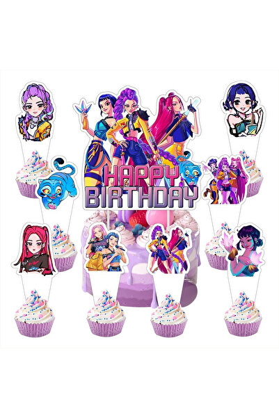 Miniso 25pcs Kpop Demon Hunters Cake Topper、Cupcake Toppers, Kpop Demon Hunters Birthday Decorations，Kpop D