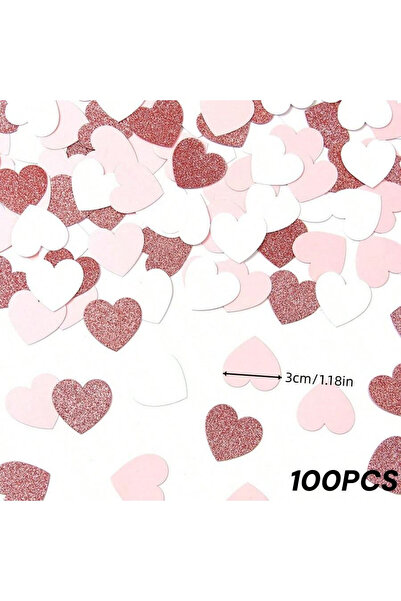 Choice 100 قطعة من قصاصات القلوب الوردية البيضاء ذات اللون الذهبي الوردي - دي...
