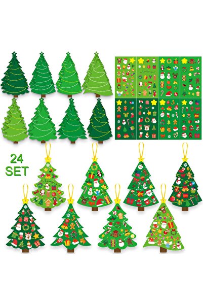 Choice 24pcs 24Pcs Christmas Tree DIY Craft Kit Use Stickers To Create Holida...