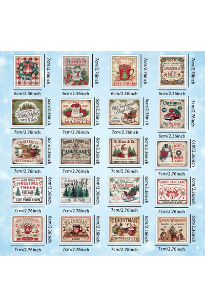 Choice 20 قطعة من الملصقات، 20 قطعة من ملصقات عيد الميلاد العتيقة - تصميم عناصر عيد الميلاد الكلاسيكية، لتغليف الهدايا،