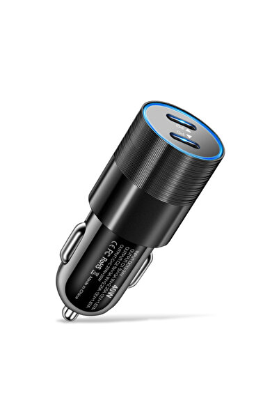 Choice شاحن سيارة صغير PD بقوة 40 وات باللون الأسود من النوع C للشحن السريع و...