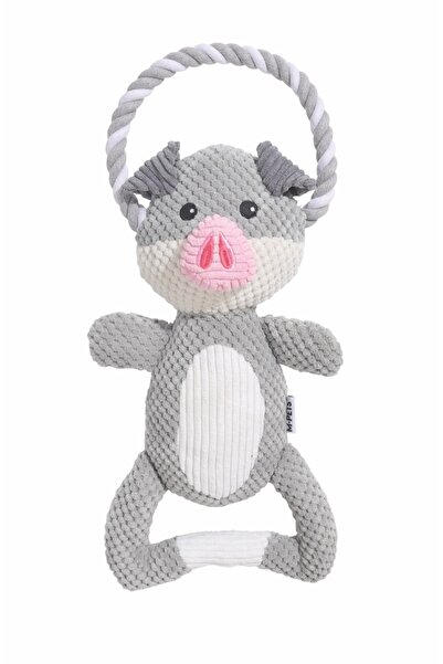 M-PETS Eco Chewtopia Pig Plush Toy for Cats and Dogs Gray-34X19X8 cm