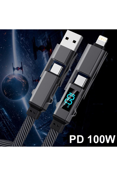 Choice كابل نقل بيانات شاحن سريع 4 في 1 مسطح 1 متر 100 واط 20 فولت 5 أمبير شا...