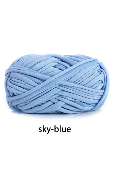 Choice أزرق سماوي 100 جرام 30 متر خيط قماش مرن سميك صناعة يدوية كروشيه محبوك ...