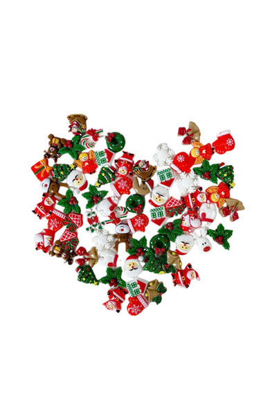 Choice 50 قطعة من أحجار الكابوشون الراتنجية المسطحة لعيد الميلاد، سانتا، رجل ...