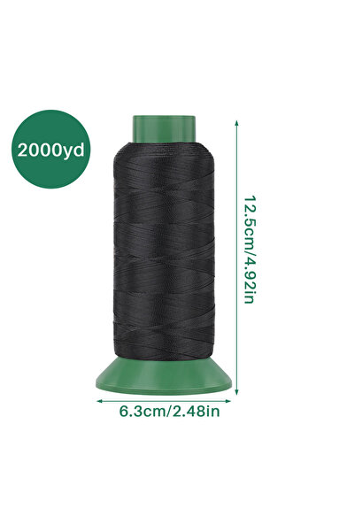 Choice أسود 2000 ياردة 210D خيط ماكينة الخياطة لفة كبيرة مصنوعة يدويًا من الن...