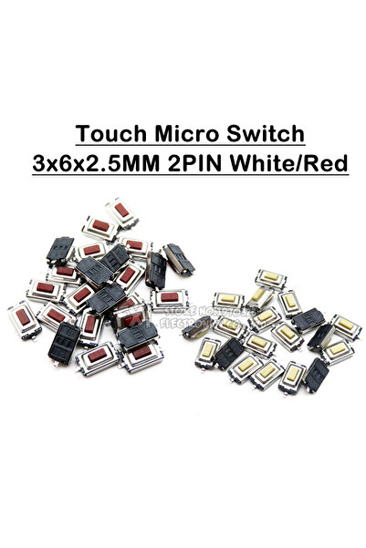 Choice مفتاح لمس صغير أبيض 100 قطعة 3 × 6 × 2.5 مم 3 × 6 × 2.5 SMD رأس زر أبي...