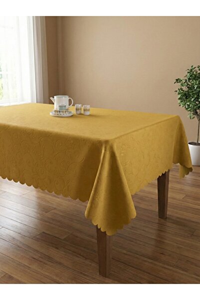 Tropikhome Hardal Masa Örtüsü Jakar Kumaş 140x180cm Düz Renk Masa Örtüsü