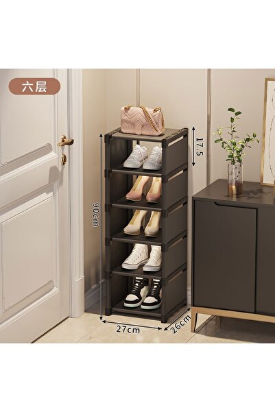 Choice منظم أحذية متعدد المستويات بست طبقات باللون الأسود، رف أحذية، يوفر مسا...