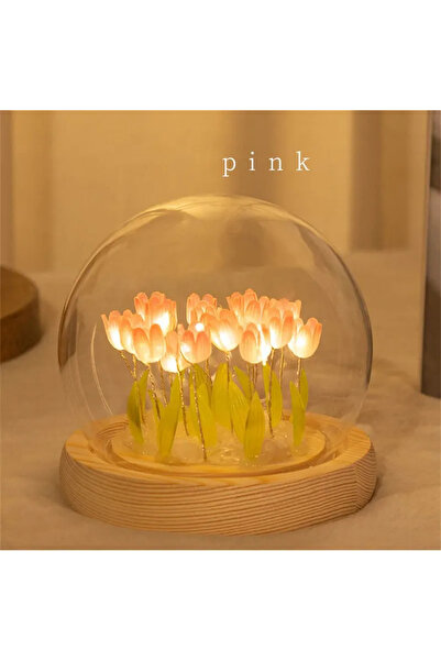 choice2 pink Atificial Tulip Flower Night Light Handmade DIY Bedside Lamp LED...