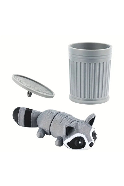 Choice مجموعة واحدة من ديكورات سلة المهملات مطبوع ثلاثية الأبعاد على شكل حيوان الراكون - متعددة الوظائف للاستخدام الداخلي والخارجي، قابلة للتحريك على شكل حيوان الراكون