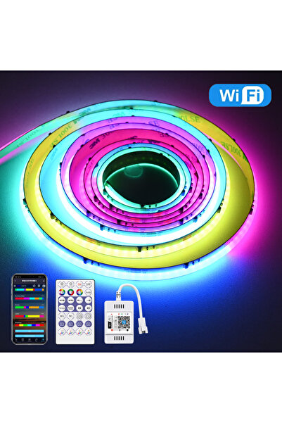 Choice شريط LED COB RGBIC مزود بمقبس من الاتحاد الأوروبي بطول متر واحد، مزود بشبكة واي فاي، 12 فولت، 2 متر و3 متر و5 متر و10 متر، WS2811، إضاءة غرفة قابلة للعنونة بألوان الأحلام